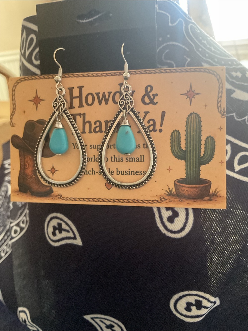 Bohemian Silvertone  Teardrop Earrings